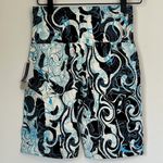 BP NWT by Nordstrom High Waist Bike Shorts in Black Blue Meridian Print - Small Photo 5