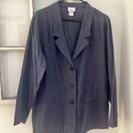Eileen Fisher Washed Denim Notch Collar Jacket Blazer Washed Linen Size L | $348 Photo 2