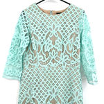 Gabby Skye Gabby‎ Skye size 10 blue lace mini dress lined elbow length sleeves rear zip Photo 3