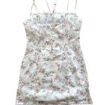 White Fox Boutique  - Lace & Ribbon Trim Dainty Floral Mini Dress in White & Pink Photo 2