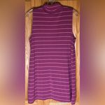 Garnet Hill Mock Neck Sleeveless A-Line Split Hem Stripe Tunic Top Size Medium Photo 4