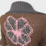 Lucky Brand Vintage Y2K Lucky Maxi Chunky Knit Wool Sweater Coat w/ Fringe – Brown S/M Boho Photo 14