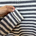 Ellen Tracy  blue & white stripe sweatshirt with rhinestones at neck Sz M Photo 2