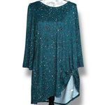 Lane Bryant Women's Green Speckle Tie Front Round Neck High Low Tunic 14/16 Photo 1