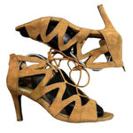 Fergalicious By Fergie Suede Lace-Up Cut-Out Details Peep Toe Heels Size 9.5 Photo 0