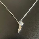White Crystal Angel Wing Necklace Photo 5