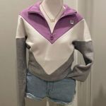 FILA VTG 90s 80s  Retro Colorblock Quarter-Zip Purple Gray White Collared Sweater Photo 0