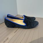 Cole Haan Classic black suede heavy royal blue grosgrain ribbon trim Flat 9.5 Photo 1