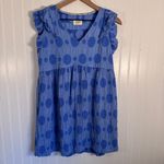 Umgee  Cornflower Swiss Dot Jacquard Short Dress Blue 100% Cotton Women’s Size M Photo 2
