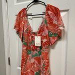 Gianni Bini Orange Multi Floral Dress Lined Size‎ L NWT Tropical Summer Vacation Size L Photo 1