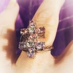 Double Flower Cz Heavy Sterling Silver Ring 2009 Era Pink Size 8 Photo 0