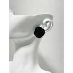 Leopard Print Vegan Leather Dangle & Rose Stud Earrings‎ Orange & Black 2 Pairs Black Photo 1