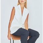 Endless Rose White Linen Oversized Fit Sleeveless Shoulder Pad Vest Size Small Photo 2