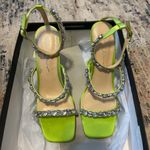 Betsey Johnson SB-Perry Citron Rhinestone Lime Green Buckle Strap Flare Heels Photo 1