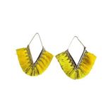 Brand New Yellow Fringe Chevron Dangle Gold Tone Earrings Costume Jewelry Photo 5