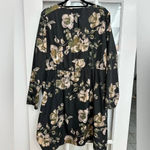 J.Crew Black Watercolor Floral Long Sleeve Tulip Hem Wrap Dress Size 18 Photo 2