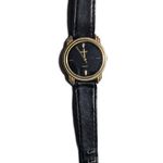 Vtg 1990s Beau Black Leather Band Gold Tone Trimmed Face Quartz Fashion Watch Photo 0