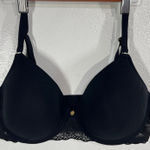 Natori  Black Lace Bra Size 36D Underwire Lightly Lined Everyday T-Shirt Style Photo 0