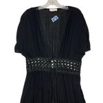 Lavender Field *New Swimsuit Cover Up Womens Lg Black Crochet Maxi Tie Travel Photo 2