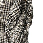 ZARA Basic Womens Plaid Blouse Top Twist Knot Sleeve Black Cream Size Small Photo 2