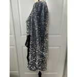 EXTRO&VERT Silver Sequin Romper Long Sleeve Sparkly Party Clubwear Sz L Photo 3