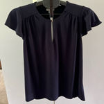 H&M  Women's Navy Blue Short Sleeve Polyester‎ Blouse Size Small Photo 0