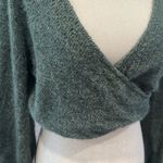 Blue Blush Cozy Green Wrap Sweater Photo 1