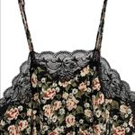 Barbizon vintage black flower print with lace trim camo dress size large Photo 1