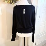 Madewell NWT Smock Waist and Cuff Long-Sleeve Stretch Knit Black Top~Medium 🧡 Photo 6