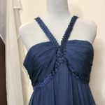 BCBGMAXAZRIA BCBGmaxzria beaded blue woven silk midi dress size 10 Photo 2