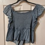 Women's Denim Blue Ruched Blouse from Lone Star Size L Photo 2