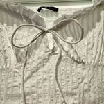 SheIn LWD White Textured Mini Dress Ties in front off or on shoulder Dainty Photo 4