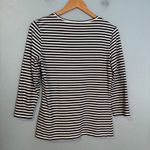 J. McLaughlin J. McLaughlin Striped 3/4 Sleeve Crewneck Top Navy White Size Medium Classic Photo 5