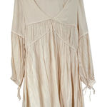 Sancia Anita Cream Silk Boho Babydoll Dress Mini Womens S V Neck Cottage Core Photo 0