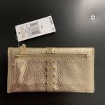 NWT Michael Kors Astor Flat Continental Gunmetal Leather Wallet Gold Photo 1