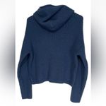 PINK - Victoria's Secret PINK Victoria’s Secret Knit Ribbed Hooded Sweater Blue Women’s Size Large Photo 2
