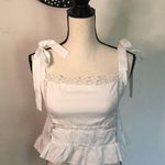 SheIn Peplum Embroidered Trim Tie Shoulder Crop Top Photo 0