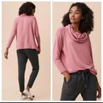 Lou & grey  Signaturesoft Cowl Neck Pink Striped Sweatshirt Size Medium Photo 1