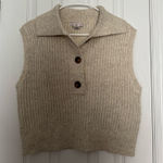 Sincerely Jules Women’s creme cropped sleeveless sweater with buttons  Photo 0