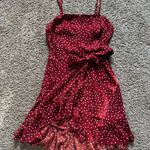 Princess Polly Red Polkadot Mini Wrap Dress Photo 1