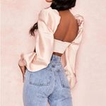 House Of CB New Jana Blush Satin Puff Sleeve Bralette Top Photo 4