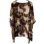 Denim & Co  BEACH NWOT Georgette Split Neck Poncho Size 2X/3X Chestnut Multi Photo 2