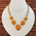 Talbots  Gold and Orange Necklace with Amber Cabochons Photo 0