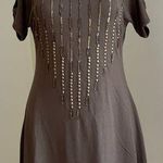 Charming Charlie Olive Green Open Sleeves For Shoulders Gold beading SZ S Photo 0