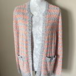 J.Crew  Tweed Striped Cardigan Womens Floral Buttons Xlarge Photo 5