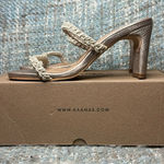 Kaanas  Ariana Braided Heeled Sandals in Champagne Croc Photo 0