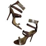 Bebe 7M leopard gold studded strap high heels Photo 0