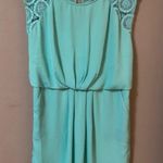 Entro  Crochet Mini Dress with Cap Sleeves and Pockets Mint NWT Medium Fit Photo 2