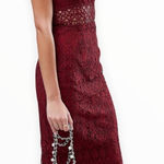 ASOS Petite Lace Inset Cami Strap Midi Pencil Dress Burgundy NWT size 2P Red Photo 0