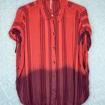 Free People  Stripe Orange Burgundy Ombre Baby Blues Tie Shoulder Top Size Medium Photo 0